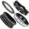 4 Pcs Punk Rock Leather Studded Bracelets For Men Women 80s Gothic Spike Cuff Bracelet Set Accessories For Rocker Outfits - Image 4