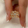 Hollow Sun Ring with Natural Stone in Gold-Tone - Image 2