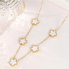 Gold Plated Stainless Steel Necklace Woman Five Leaf Petals Double Sided Necklaces for Women Pendant Flower Clover Jewelry - Image 7