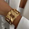 Shixin Punk Exaggerated Smooth Gold Color Wide Chain Spring Bangle Women HipHop Metal Geometric Cuff Bracelet Unisex Men Jewelry - Image 9