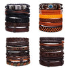 6Pcs/Lot Vintage Braided Wrap Leather Bracelets For Men Women Punk Handmade Wristbands Bangle Male Jewelry Accessories - Image 1