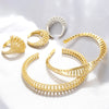Openwork Zirconia Gold-Plated Brass Bangle/Ring: Uniquely Designed Women's Evening and Wedding Jewelry - Image 2