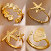 Ocean Starfish Shell Open Rings For Women Gold Color Stainless Steel Ring Summer Beach Aesthetic Jewelry Gift - Image 1