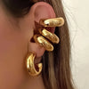 1 Pair Smooth Circle C Shape Clip Earrings For Women Lightweight Without Piercing Cartilage Ear Cuff Gold Silver Color Earrings - Image 4