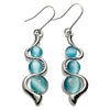 Women Blue Opal Earrings Elegant Drop Dangle Bohemian Cat Eye Stone Wavy Statement Earrings for Wedding Party Jewelry - Image 6