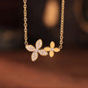 Necklace Bracelet For Women Stainless Steel Zircon 4 Petals Flower Pendant Chain Charm Jewelry Gift - Image 2
