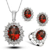 Silver Plated Women Wedding Engagement Jewelry Sets Princess Oval Zircon Crystal Necklace Earrings Ring - Image 10