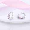 Colorful Cubic Zirconia Huggie Hoop Earrings in Flower Butterfly and Clover Designs - Image 42