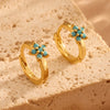 Turquoise Hoop Earrings for Women Temperament Gold Color Plated Micro-Intact Blue Zircon Party Ear Accessories - Image 7