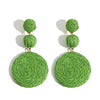 Bohemian Handmade Rattan Knit Round Drop Earrings For Women Girls Ball Beach Party Jewelry - Image 8