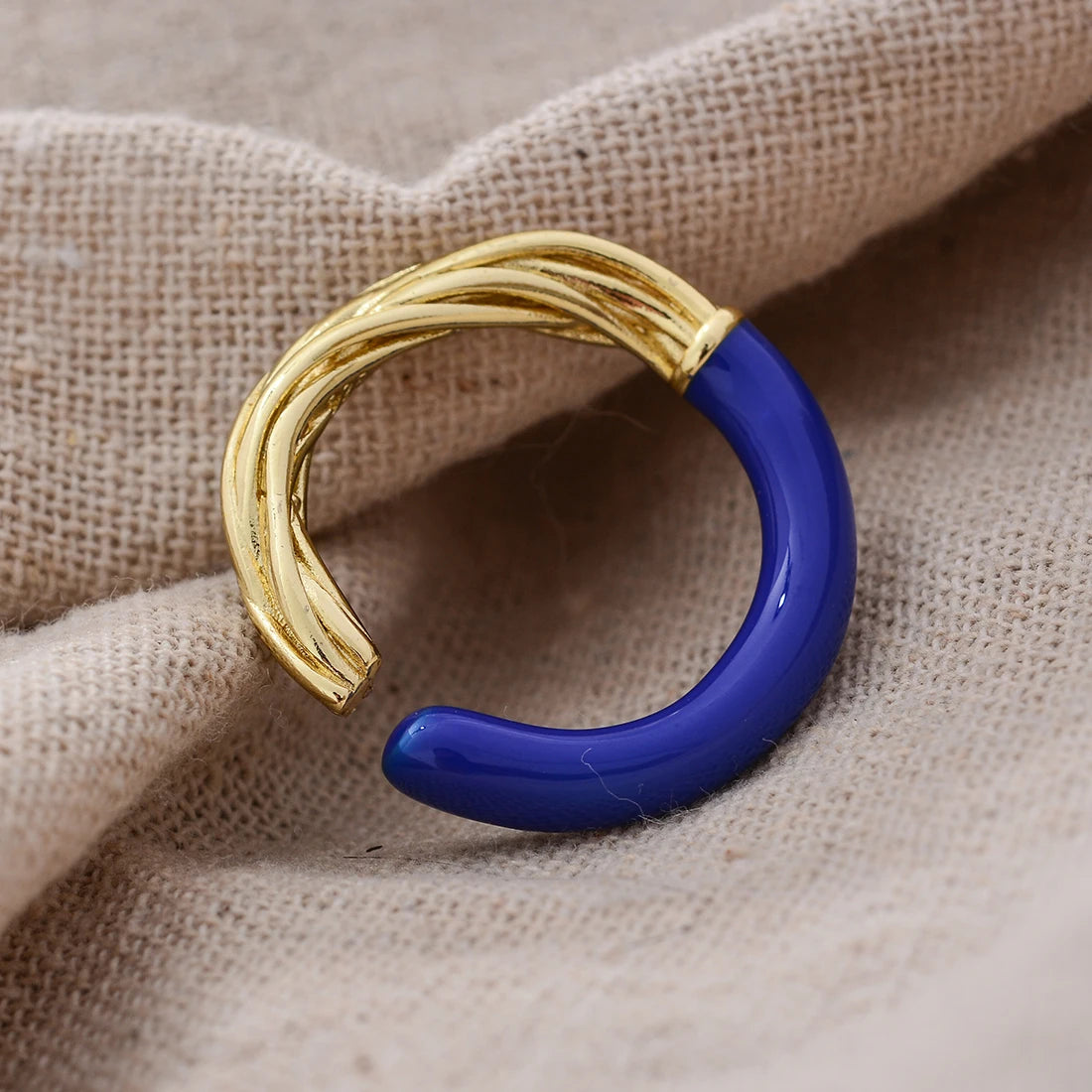 Elegant Blue Drop Glaze Double Color Female Finger Ring Jewelry For Women Christmas Gifts - Image 1