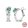 Silver Earrings Green Serpentine Snake Gem Bamboo Joint Hoop Earring For Woman Classic Party Jewelry Lucky Gift - Image 11