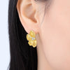 Silver Gold Petal Flower Stud Earrings For Lady Jewelry Party Anniversary Gifts - Image 3
