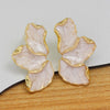 Irregular Metal White Cream Enamel Irregular Petal Flower Earrings for Women Girls Classic Jewelry Gifts - Image 1