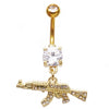 Belly Button Rings Gun Dangle Navel Ring Clear Gem Belly Button Ring Body Piercing Jewelry Belly Piercing for Women - Image 12