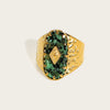 Yachan Stainless Steel Wide Rings For Women Gold Plated Tap Metal Texture Stone Wide Ring Jewelry Gift - Image 7