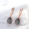Grey Crystal Long Water Drop Dangle Earrings Women Rose Gold Color With Zircon Daily Jewelry - Image 3