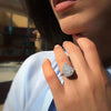 Pear-Cut Cubic Zirconia Ring with Pavé Band in Silver-Tone - Image 2