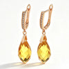 Shiny Pendant Earrings Rose Gold Water Drop Green Zircon Inlay Party Wedding Jewelry - Image 7