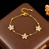 Stainless Steel Sparkling White Zircon Flower Necklace Bracelet Earrings Set For Women Jewelry Gift - Image 10