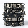 6pcs/Set Black Punk Skull Star Shaped Alloy Pu Leather Bracelet - Image 8