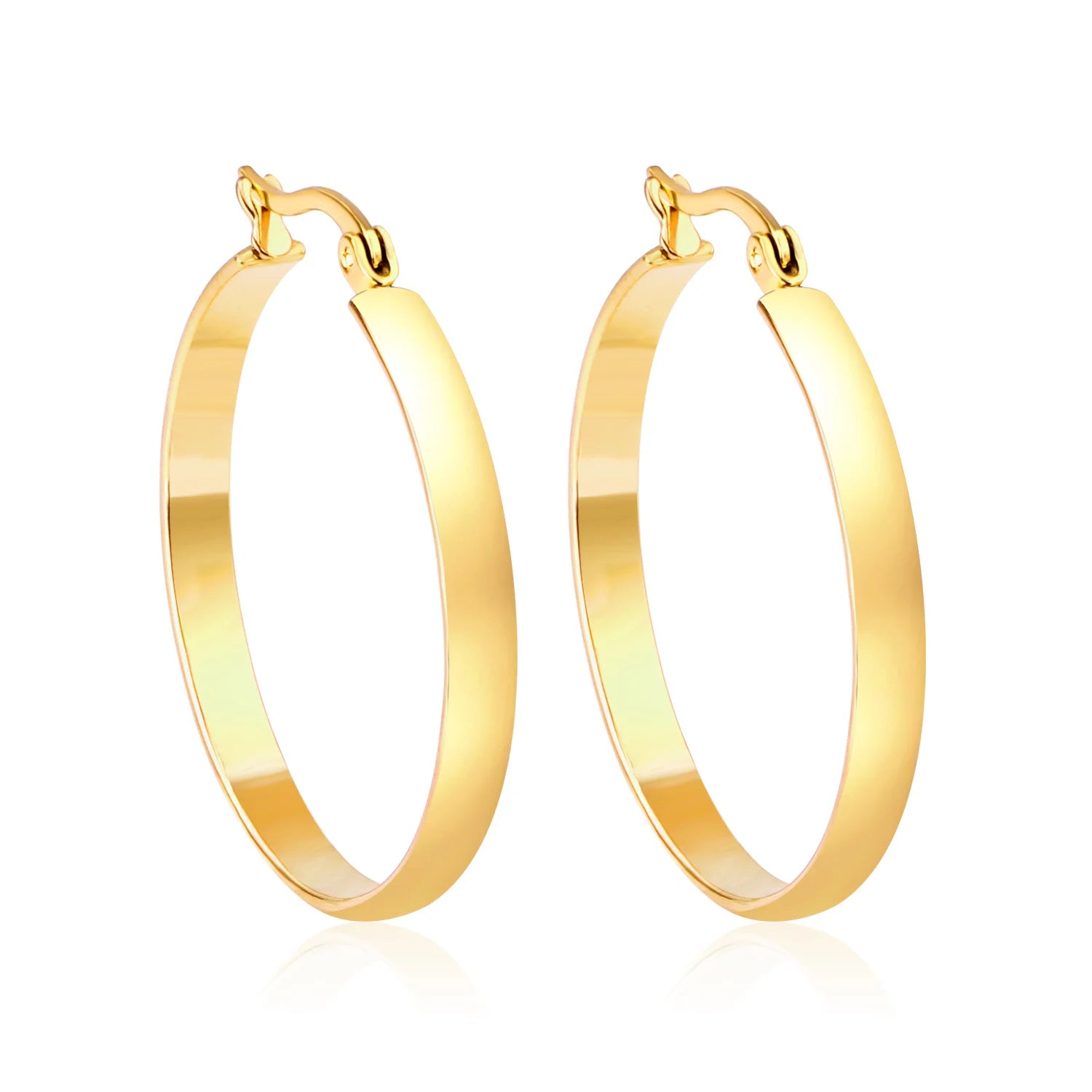 Hoop Earrings Stainless Steel Gold Plated Round Huggie Earrings For Women Party Jewelry Gifts Accessories - Image 1