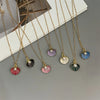 Colorful Shell Pendant Necklace with Imitation Pearl on Gold-Tone Chain - Image 1