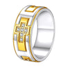 U7 Stainless Steel White CZ Cross Rings for Man Woman Gold Color Black Mix Color Cubic Zirconia 7.9mm Flat Band Unisex Ring - Image 7