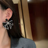 Korean Style Black Bowknot Dangle Earrings for Women Rhinestone Earrings Weddings Party Jewelry Accessories - Image 2