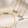 Infinity Pendant CZ Necklace Bracelet Jewelry Set Gold Plated Stainless Steel Necklace Minimalist Women's Jewelry - Image 2