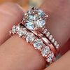 3Pcs Set of Rings Female Shiny Round Zirconia Finger Jewelry Gold Color Accessories for Wedding - Image 3
