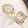 Silver Sparkling Zircon Water Drop Square Geometry Adjustable Rings for Women Gift Party Jewelry Gift - Image 7