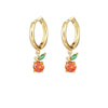 Fruit Charm Huggie Earrings with Colorful Stone Accents - Image 10