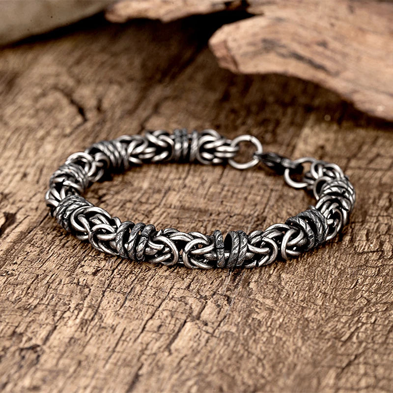 Vintage Braided Stainless Steel Men's Bracelet Hip Hop Simple Braided Lantern Hand Chain For Male boyfriend Bangle Gifts - Image 1