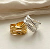 Silver Open Rings for Women Men Couple Handmade Irregular Lines Ring Party Jewelry Prevent Allergy Gift - Image 5