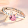 Sweet Cute Rabbit Carrot Couples Rings White/Pink Crystal Bunny Silver Color Adjustable Open Lovers Ring For Women Gift - Image 5