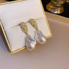 Irregular Water Droplet Imitation Pearl Dangle Earrings for Women Geometry Oval Metal Sheet Drop Earrings Party Retro Jewelry - Image 4