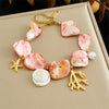 316L Stainless Steel Pink Stone Coral Starfish Turtle Necklace Bracelet Set Lady Jewelry Gift Set - Image 8
