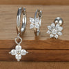 3PCS Silver Color Stainless Steel Crown Hoop Earring Set for Women Four Flower Zircon Cartilage Piercing Earring Jewelry - Image 19