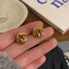 Hiphop Punk Metal Twist Knit Knot Ball Stud Earring for Women Gold Color Female Twine Ear Jewelry Christmas Gift - Image 2