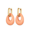 Hollow Oval Resin Acrylic Candy Color Pendant Hoop Earrings For Women Gold Color Stainless Steel Ear Buckle Female Jewelry - Image 2