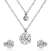Round Zircon Muddy Double Layer Chain Necklace Earrings Set Gold Silver Color Pendant Jewelry Set For Women - Image 6