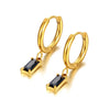 Stainless Steel Geometric Square Hoop Earrings Black/White/Red/Green CZ Crystal Bohemia Party Earrings For Women - Image 9