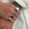 4Pcs/Set Black Five-Pointed Star Wide Rings for Men Hiphop Silver Color Geometric Thick Opening Finger Rings Sets Jewelry Gifts - Image 1