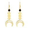 Crescent Goddess Black Birthstone Stainless Steel Earrings Triple Moon Wicca Pentagram Gothic Drop Earrings - Image 14