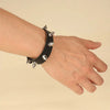 Punk Bracelet for Men Women Goth Black Leather Wristband with Metal Spike Studded Spike Rivets Cuff Bangle Adjustable - Image 3