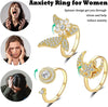 Rose Flower Rotating Ring For Women Spinner Fidgets Heart Charm Adjustable Open Rings Star Moon - Image 2