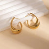 Simple Chunky Golden Stainless Steel Hoop Earrings Cubic Glossy Round Ears Clips Jewelry for Wedding Party Gifts - Image 2