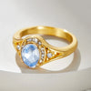 Charming Large Oval Blue Cubic Zirconia Stone Ring Women Golden Color Crystal Zircon Ring Bridal Jewelry - Image 8