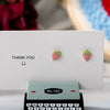 Multicolor Small Dot Cute Strawberry Ceramic Earrings with Anti allergic Pin Handmade and - Image 9